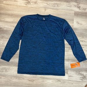 NWT High Energy Heather Blue/Black Long Sleeve Crew Neck Lightweight Men's Tee